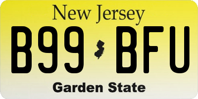 NJ license plate B99BFU