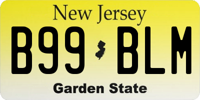 NJ license plate B99BLM