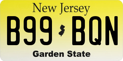 NJ license plate B99BQN