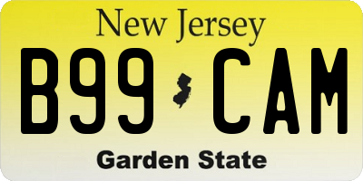 NJ license plate B99CAM