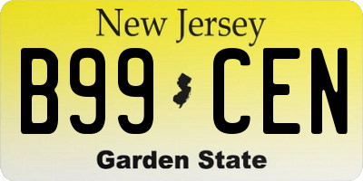 NJ license plate B99CEN