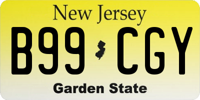 NJ license plate B99CGY