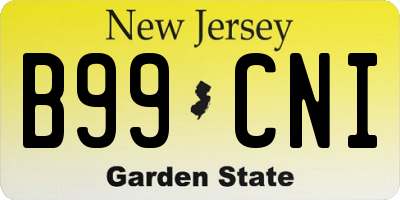 NJ license plate B99CNI