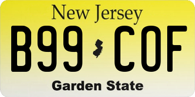 NJ license plate B99COF
