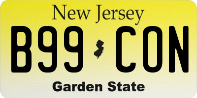 NJ license plate B99CON