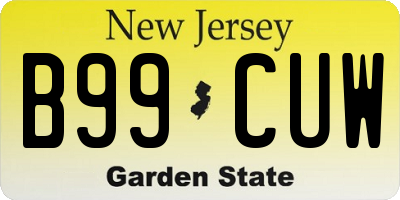 NJ license plate B99CUW