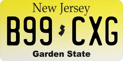 NJ license plate B99CXG