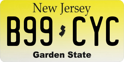 NJ license plate B99CYC