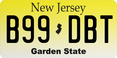 NJ license plate B99DBT