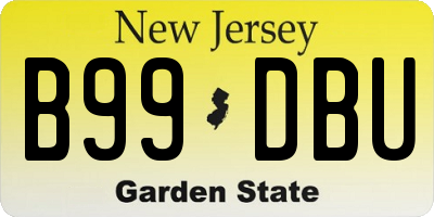 NJ license plate B99DBU