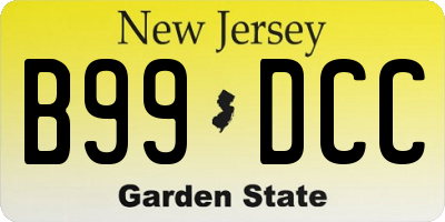 NJ license plate B99DCC