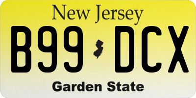 NJ license plate B99DCX