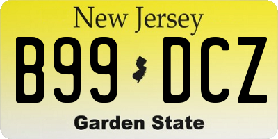 NJ license plate B99DCZ