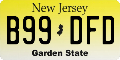 NJ license plate B99DFD