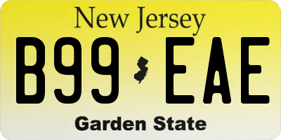 NJ license plate B99EAE