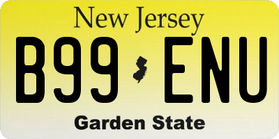 NJ license plate B99ENU