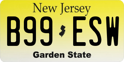 NJ license plate B99ESW