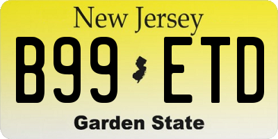 NJ license plate B99ETD