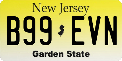 NJ license plate B99EVN