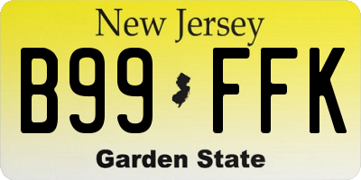 NJ license plate B99FFK