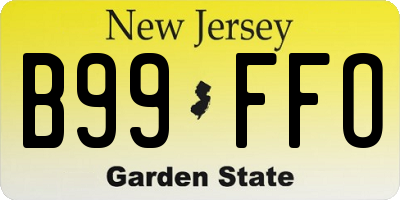 NJ license plate B99FFO