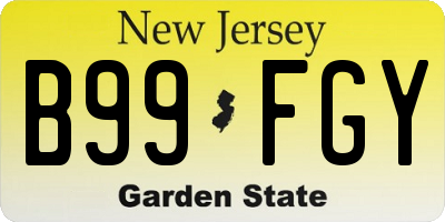 NJ license plate B99FGY