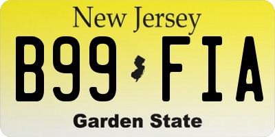 NJ license plate B99FIA