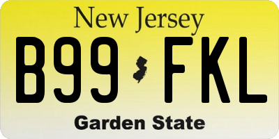 NJ license plate B99FKL