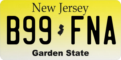 NJ license plate B99FNA