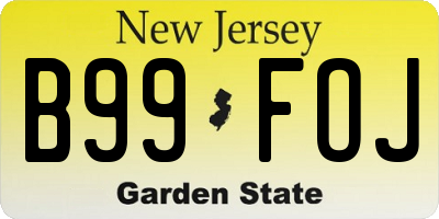 NJ license plate B99FOJ