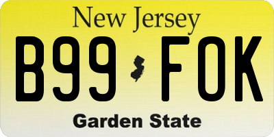 NJ license plate B99FOK