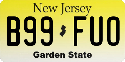 NJ license plate B99FUO
