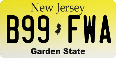 NJ license plate B99FWA