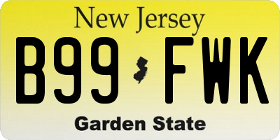 NJ license plate B99FWK