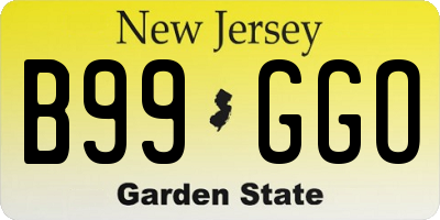 NJ license plate B99GGO