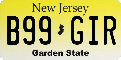 NJ license plate B99GIR