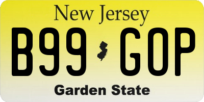 NJ license plate B99GOP