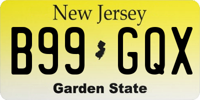 NJ license plate B99GQX