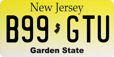 NJ license plate B99GTU