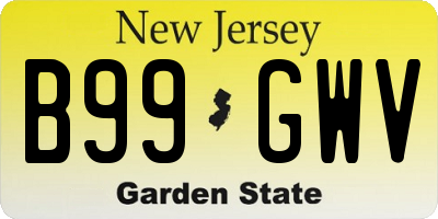 NJ license plate B99GWV