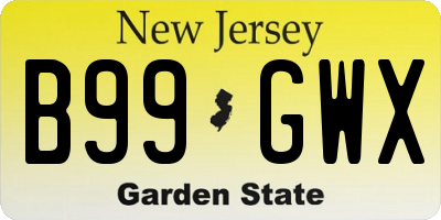 NJ license plate B99GWX