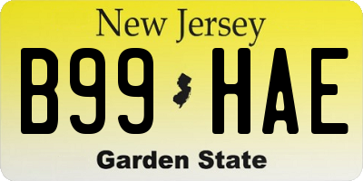 NJ license plate B99HAE