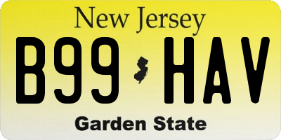 NJ license plate B99HAV