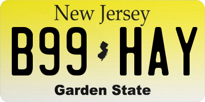 NJ license plate B99HAY
