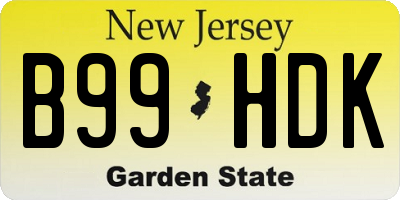 NJ license plate B99HDK