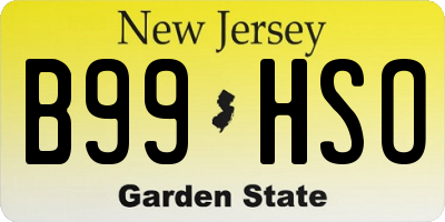 NJ license plate B99HSO