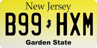 NJ license plate B99HXM