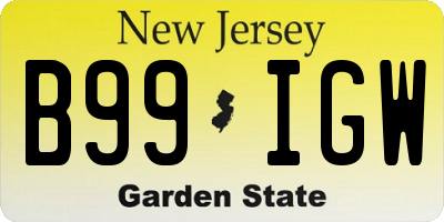NJ license plate B99IGW