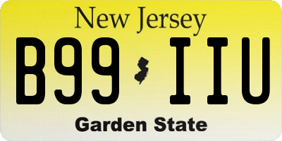 NJ license plate B99IIU