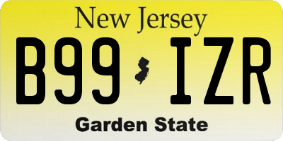 NJ license plate B99IZR